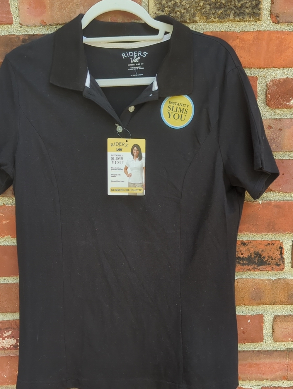 Riders by Lee Black Short Sleeve Polo with Inner Contrast Trim 22 Ptp